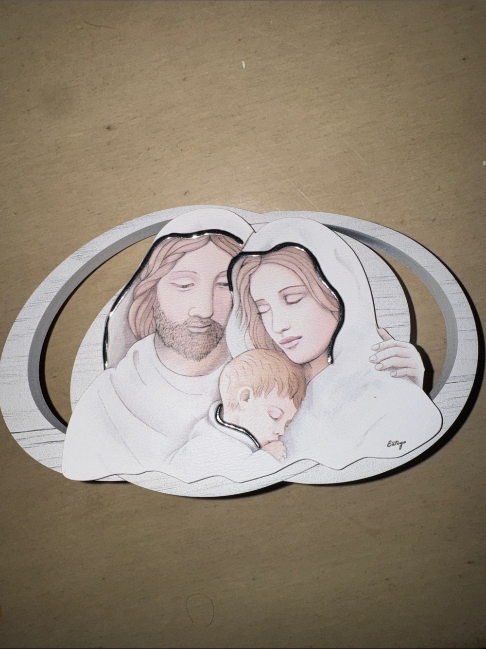 Handcrafted Holy Family Wall Plaque in Soft Pastels